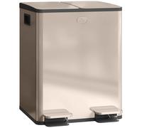 HOMCOM Dual Kitchen Bin 2 x 20L Stainless Steel Soft Close Lid Gold Tone