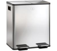HOMCOM Dual Kitchen Bin 2 x 20L Stainless Steel Soft Close Lid Silver Tone