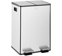 HOMCOM Dual Kitchen Bin, 2 x 28L Stainless Steel Double Rubbish Bin with Soft Close Lid, Removable Inner Buckets, Fingerprint-Proof for Recycling and Waste, Silver Tone