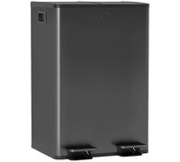 HOMCOM Dual Kitchen Bin 2 x 28L Stainless Steel Soft Close Lid Black