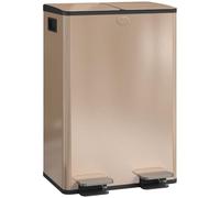 HOMCOM Dual Kitchen Bin 2 x 28L Stainless Steel Soft Close Lid Gold Tone | Double Rubbish Bin, Removable Inner Buckets, Fingerprint-Proof, for Recycling and Waste