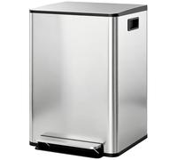 HOMCOM Dual Kitchen Bin 2 x 30L Stainless Steel Double Pedal Bin Silver