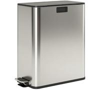 HOMCOM Dual Kitchen Bin with Soft-Close Butterfly Lid, 2 x 28L Stainless Steel Pedal Bin with Removable Inner Buckets, Fingerprint-Proof for Recycling and Waste, Silver Tone