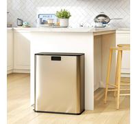 56L Dual Kitchen Bin with Removable Inner Buckets for Recycling and Waste