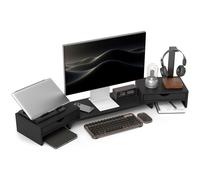 HOMCOM Dual Monitor Stand Riser with Adjustable Length and Angle