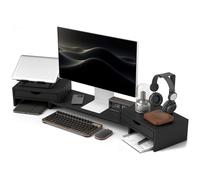 HOMCOM Dual Monitor Stand Riser with Adjustable Length and Angle, Black