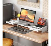 HOMCOM White Adjustable Dual Monitor Stand Riser - Size: 12.0 x 22.0 x 60.0cm - Wilko