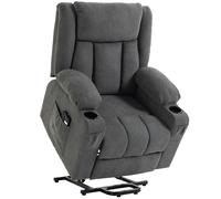 HOMCOM Dual Motor Recliner Chair, 55° Electric Lift Chair for Elderly, Recliner Armchair with Massage and Heat, Dark Grey