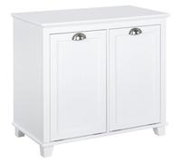 HOMCOM Dual Tilt out Laundry Hamper Cabinet Bathroom Storage Cabinet with 2-Compartment Hamper Modern Bathroom Floor Cabinet for Washroom White