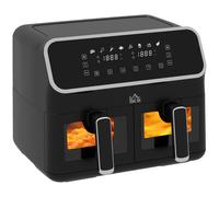 HOMCOM Dual Zone Air Fryer 8L Double Air Fryer with SYNCFinish 2700W Silver