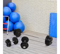 HOMCOM 65kg Adjustable Dumbbells, 2-in-1 Barbell Weights Set with Knurled Bar, Free Weights Training Equipment, for Men & Women Home Gym Exercise