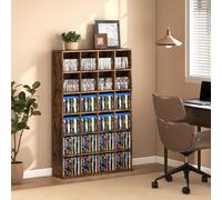 HOMCOM DVD CD Media Storage Rack, Video Display Unit, Rustic Brown, Brown