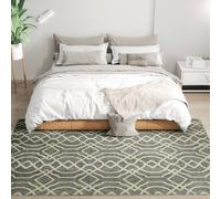 HOMCOM Easy-Cleaning Machine Washable Rug for Home, Patio, Garden, Grey - Grey - 230L x 160W x 0.5H cm - 1