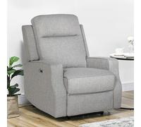 HOMCOM Electric Armchair Grey Linen Recliner with USB Port, Wall-Hugger, 150 Back, Retractable Footrest, 130kg, 833-987V71GY