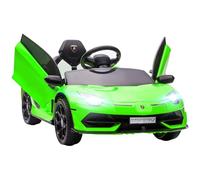 HOMCOM Electric Car for Kids Lamborghini Aventador Licensed with Remote Control, 12V Powered Kids' Electric Ride-on with Butterfly Doors, Auxiliary wheels, Music, Horn, Suspension - Green