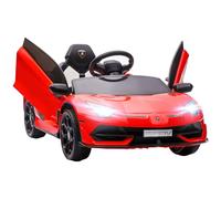 HOMCOM Electric Car for Kids Lamborghini Aventador Licensed with Remote Control, 12V Powered Kids' Electric Ride-on with Butterfly Doors, Auxiliary wheels, Music, Horn, Suspension - Red