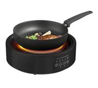 HOMCOM Electric Ceramic Hob with Grill Plate with 4 Heat Levels for All Type in Black HOMCOM Black
