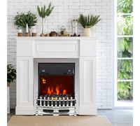 HOMCOM Electric Fireplace 1&2KW LED Fire Place Effect Heater Fire Flame in Silver HOMCOM Silver