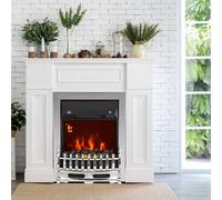 HOMCOM Electric Fireplace 1&2KW LED Fire Place Effect Heater Fire Flame in Silver HOMCOM Silver