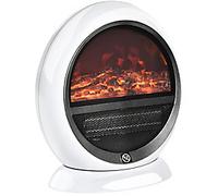 HOMCOM Table Top Electric Fireplace Heater with LED Flame Rotatable Head White, White