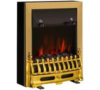 HOMCOM Electric Fireplace Flame Effect Inset Glass View 1000W/2000W Golden