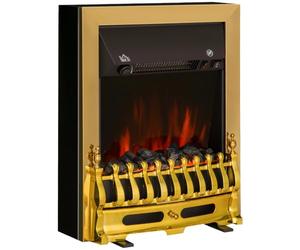 HOMCOM Electric Fireplace Flame Effect Inset Glass View 1000W/2000W Golden