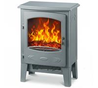 Homcom Electric Fireplace Freestanding W/ Realistic Flame Effect, Grey Grey