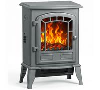 Homcom Freestanding Electric Fireplace Stove With Led Flame, 2000W, Grey Grey