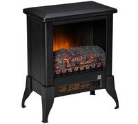 Homcom Freestanding Electric Fireplace Stove With Flame Effect And Overheat Protection In Black Black One Size