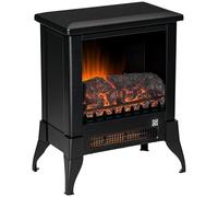HOMCOM Electric Fireplace Stove Free Standing Realistic Flame Effect Black