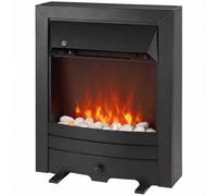 HOMCOM Electric Fireplace Stove Freestanding/Inset, 2000W, Electric Fire with LED Flame, Pebbles, Adjustable Thermostat, Black