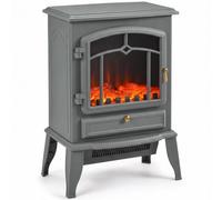 HOMCOM Electric Fireplace Stove Freestanding Log Burner, 1000W/2000W, Grey | Portable Electric Fire Fan Heater with LED Flame Effect, Adjustable Thermostat, Overheat Protection