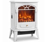 HOMCOM Electric Fireplace Stove Heater Portable Fireplace, White | 3D Flame Effect, 2000W/1000W, Freestanding, Adjustable Thermostat, 2 Heat Settings, Living Room