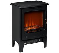 HOMCOM Electric Fireplace Stove Heater with Realistic Flame Effect - Black