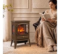 Homcom Electric Fireplace Stove With Realisric Log Flame Effect, Brown