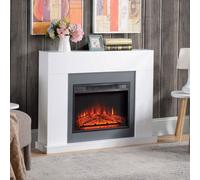 Electric Fireplace Suite with Remote Control - 2000W Freestanding Fireplace Heater with LED Flame Effect - Overheat Protection - 7-Day Programmable Ti