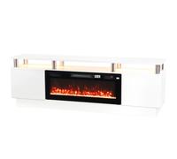 HOMCOM Electric Fireplace TV Stand for 80" TVs, 1800W LED Light Entertainment Center with Adjustable Flame, Remote, White