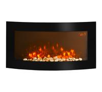 HOMCOM Electric Fireplace Wall Mounted Led Flame Curved Back Side Lights Heater
