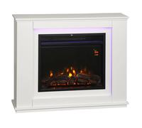 HOMCOM Electric Fireplace with 12 Colours Realistic Flame Effect & 5 Brightness Levels, 1000W/2000W Inset Electric Fire and Mantel Reach up to 30 m² Space with Remote & Timer for Living Room, White