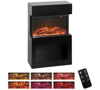 HOMCOM Electric Fireplace with 3D Flame Effect, 6 Colours & 3 Brightness Levels, 1000W/2000W Black Electric Fire and Mantel Reach up to 30㎡ Space with Remote & Timer, 3 Sided View for Living Room