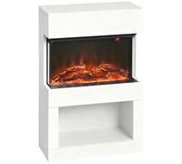 HOMCOM Electric Fireplace with 3D Flame Effect, 6 Colours & 3 Brightness Levels, 1000W/2000W White Electric Fire and Mantel Reach up to 30㎡ Space with Remote & Timer, 3 Sided View for Living Room