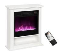 HOMCOM Electric Fireplace with 9 Colours Realistic Flame Effect & 5 Brightness Levels, 1800W Freestanding White Electric Fire and Mantel Reach up to 30㎡ Space with Remote & Timer for Living Room