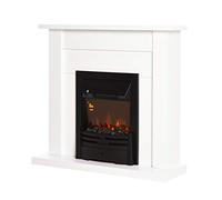 HOMCOM Electric Firplace Suites & Mantelpiece w/LED Flames Remote Marble Stone Modern Curved Surround Intelligent Safe Tempered Glass Adjustable Thermal 1000W/2000W