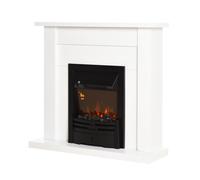 Homcom Electric Firplace Suites & Mantelpiece W/Led Flames Remote Marble Stone Modern Curved Surround Intelligent Safe Tempered Glass Adjustable Thermal 1000W/2000W