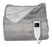 HOMCOM Electric Heated Blanket Throw, Machine Washable Heated Throw Blanket with Dual Controllers, 5 Heating Levels, Ultra Soft Flannel Fabric, 10 Hour Timer, 140 x 160cm, Grey