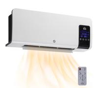 HOMCOM Electric Heater, 2000W Wall Mounted Ceramic Space Heater, White | Remote Control, 2 Modes, Timer, Oscillation, Overheat Protection, for Home