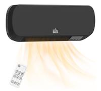 HOMCOM Wall Mounted Electric Heater with Timer Overheat Protection Black HOMCOM Black