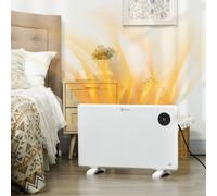 Homcom Electric Heater With Adjustable Thermostat, Freestanding Or Wall Mounted In White White One Size