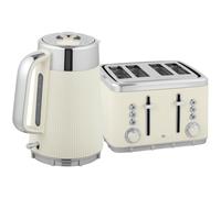 HOMCOM Electric Kettle and Toaster Set, 3000W 1.7L UK Strix Thermostat Rapid Boil Jug Kettle with Limescale Filter, Cool Touch Body, 4 Slice Toaster with 7 Browning Controls, Crumb Tray, Cream