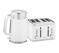 HOMCOM Electric Kettle and Toaster Set, 3000W 1.7L UK Strix Thermostat Rapid Boil Jug Kettle with Limescale Filter, Cool Touch Body, 4 Slice Toaster with 7 Browning Controls, Crumb Tray, White